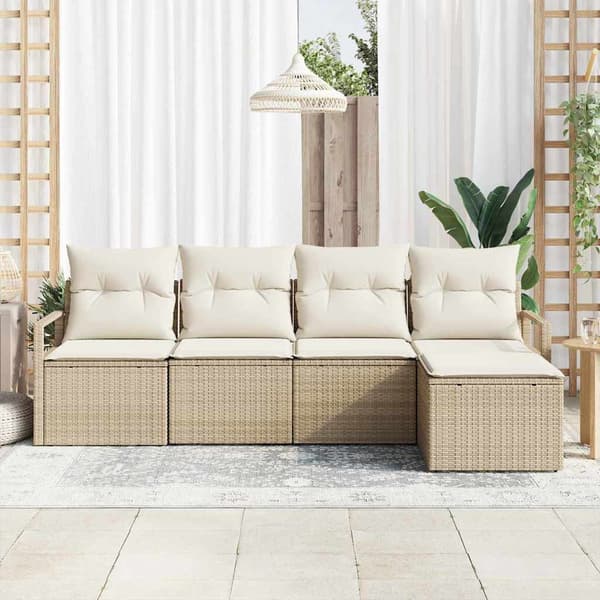 vidaXL Sofa Sæt 5 pcs Beige polyrattan