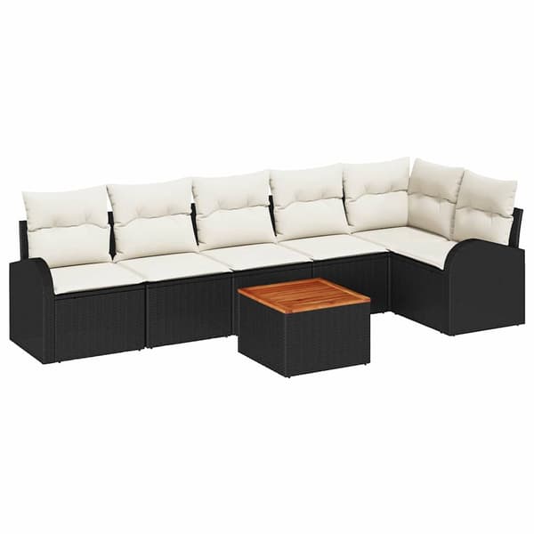 vidaXL Havesofa Sæt 7 pcs Sort, hvid