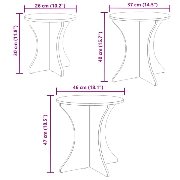 vidaXL Sofabord 3 pcs Hvid