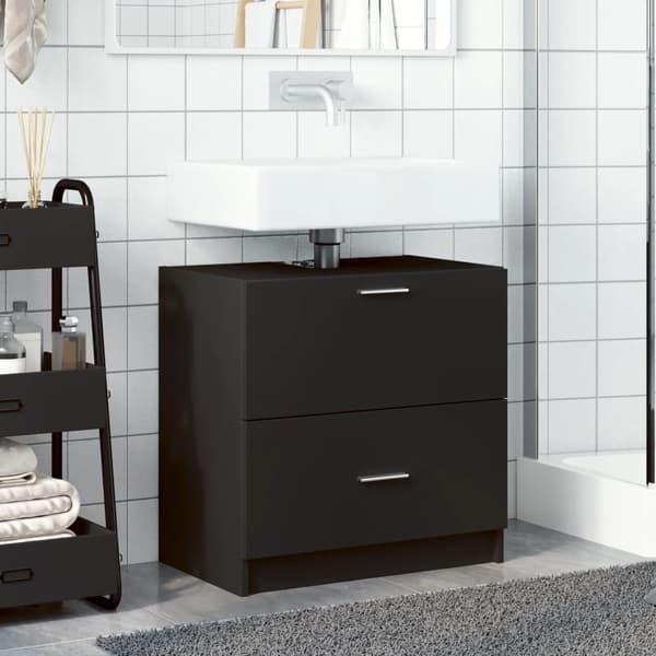vidaXL underskab til håndvask 59x37x59 cm konstrueret træ sort