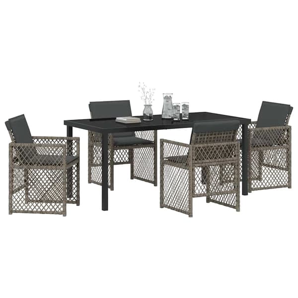 vidaXL Piharuokailu setti 5 pcs Harmaa polyrottinki