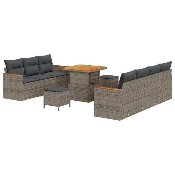 vidaXL Havesofa Sæt 10 pcs Grå polyrattan