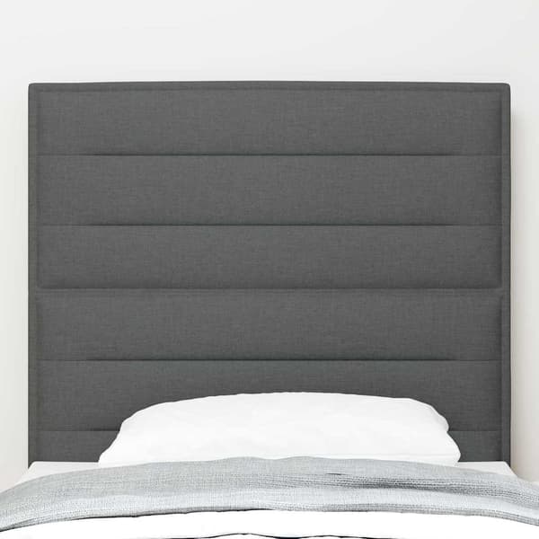 vidaXL LED sengegavl med LED-lysstrimler Mørkegrå 90 cm Stof