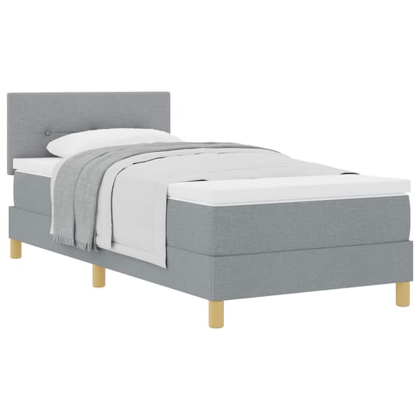 vidaXL Box spring seng med madras Lysegrå 90 x 200 cm Stof
