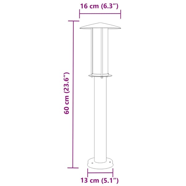 vidaXL udendørs standerlampe 60 cm rustfrit stål sort