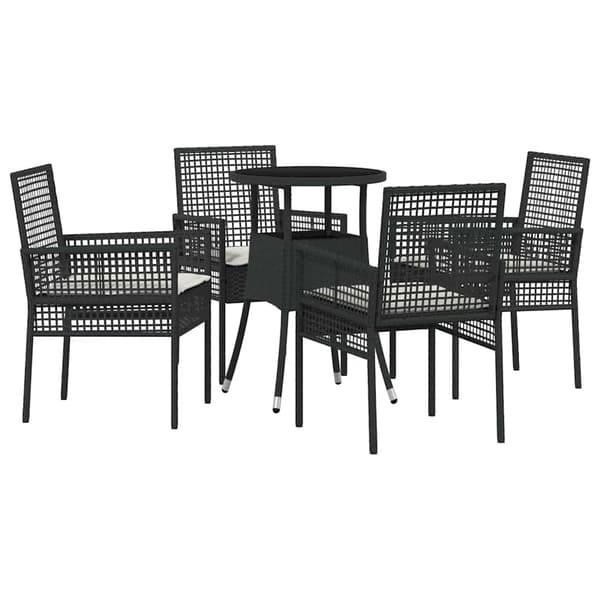 vidaXL Have Spisebordssæt 5 pcs Sort polyrattan