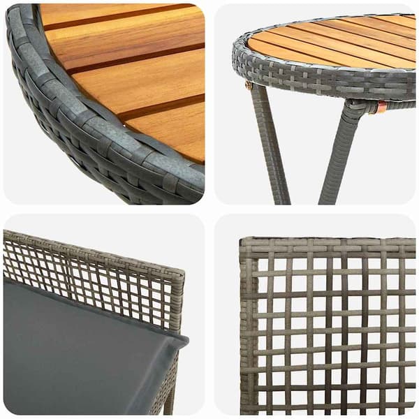 vidaXL Have Bistro Sæt 3 pcs Grå polyrattan