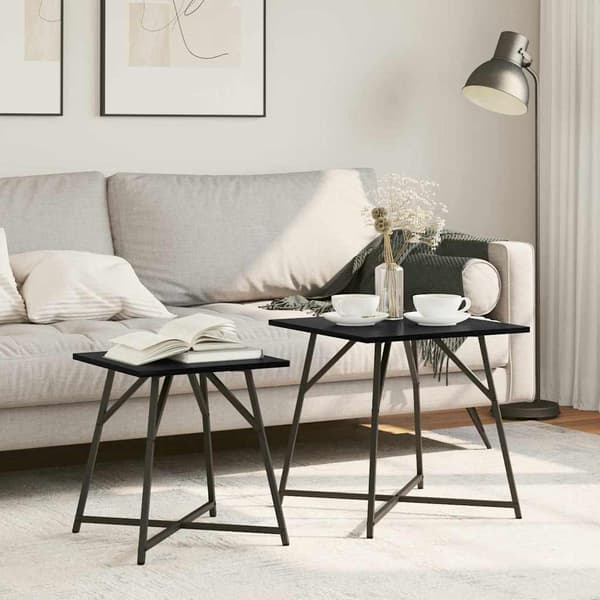 vidaXL Sidebordssæt 2 pcs Sort eg