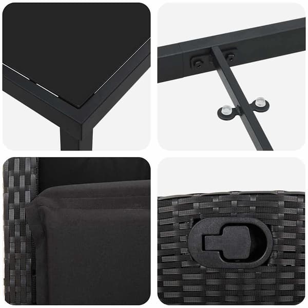 vidaXL Have Spisebordssæt 9 pcs Sort polyrattan