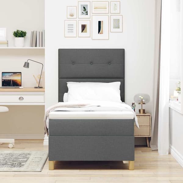 vidaXL Box spring seng med madras Mørkegrå 80 x 200 cm Stof