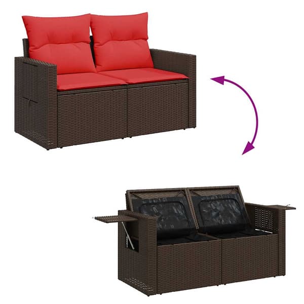 vidaXL sofasæt til haven 6 dele med hynder polyrattan brun