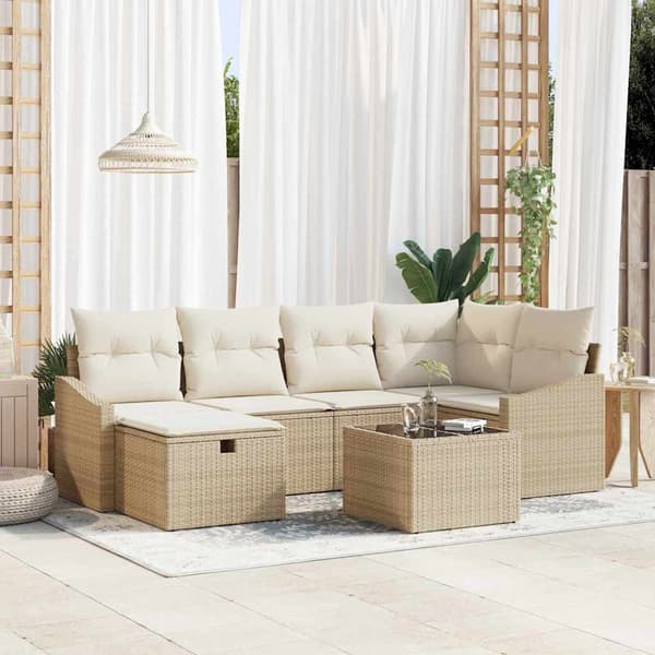 vidaXL Sofa Sæt med pude 6 pcs polyrattan
