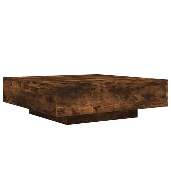 vidaXL sofabord med LED-lys 100x100x31 cm røget egetræsfarve