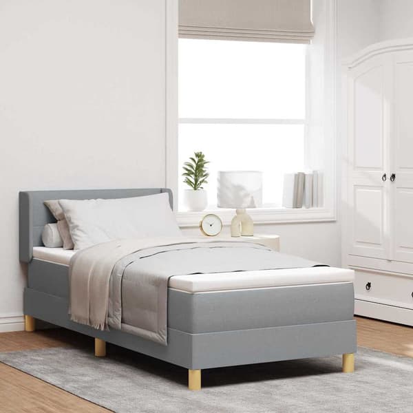 vidaXL Box spring seng med madras Lysegrå 190 x 90 cm Polyester