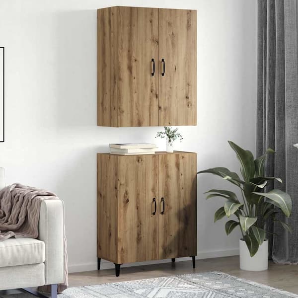 vidaXL Highboard 2 pcs Artisan Egetræ Konstrueret træ