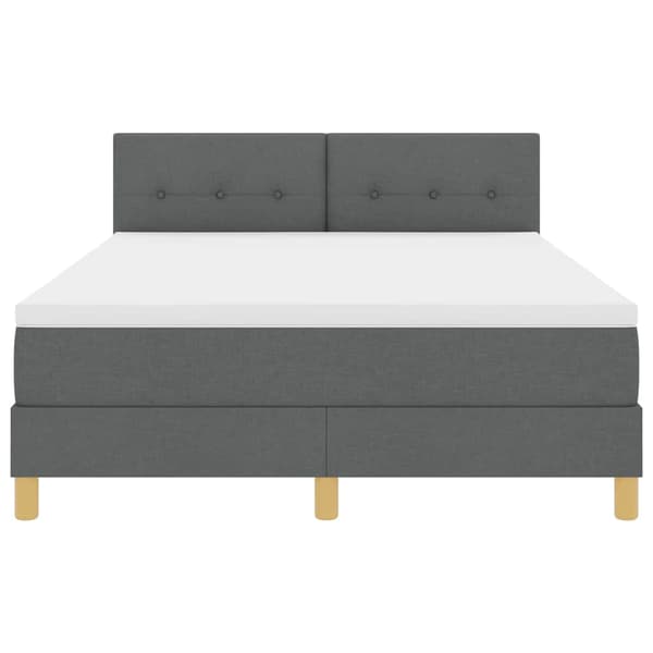 vidaXL LED Box Spring Bed med madras Mørkegrå 140 x 200 cm Stof