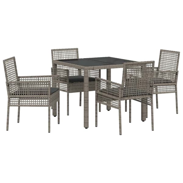 vidaXL Have Spisebordssæt 5 pcs Grå polyrattan