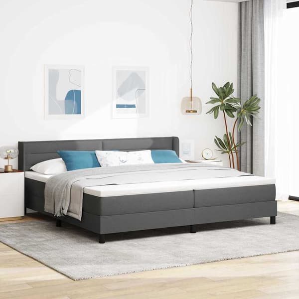 vidaXL Box spring seng med madras Mørkegrå 200 x 200 cm Polyester