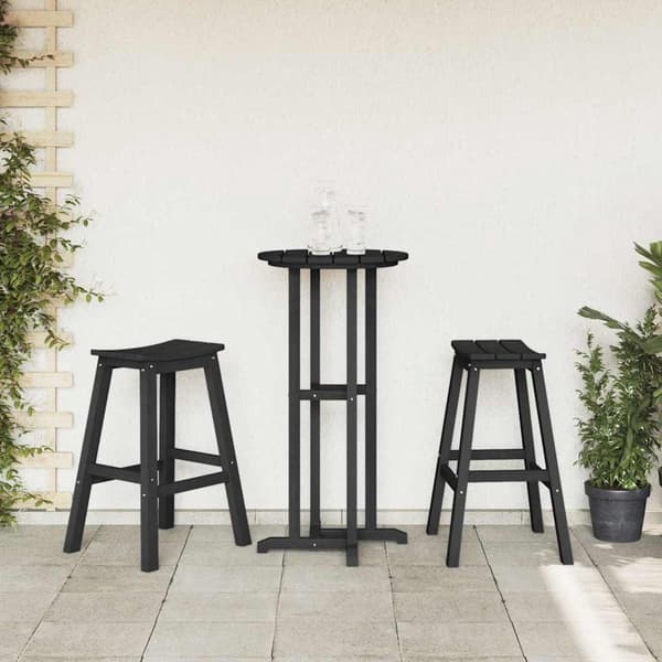 vidaXL Have bar sæt 3 pcs Sort HDPE