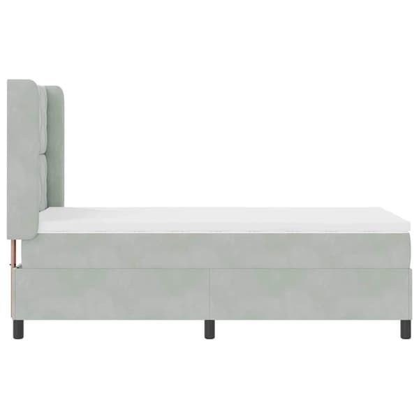 vidaXL LED boxspring seng med madras Manuel Lysegrå 100 x 200 cm Fløjl