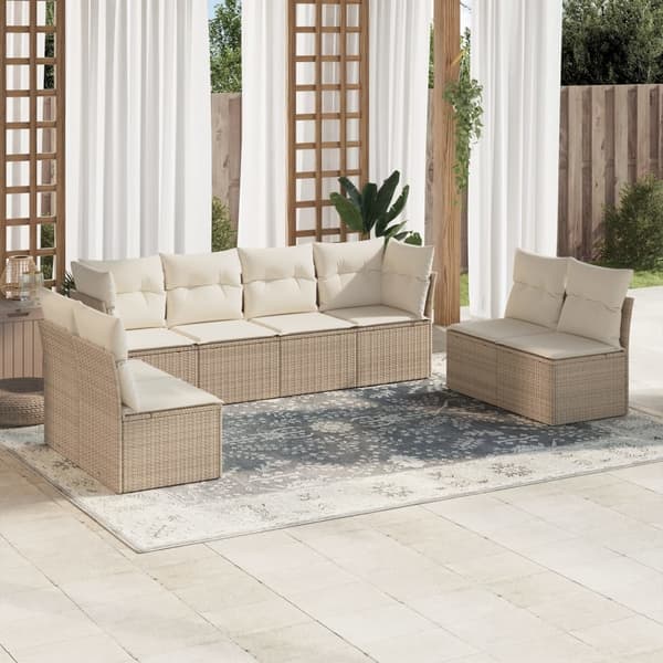 vidaXL sofasæt til haven 8 dele med hynder polyrattan beige