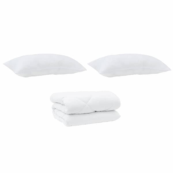 vidaXL Vinter dyne med pude 3 pcs Hvid Microfiber