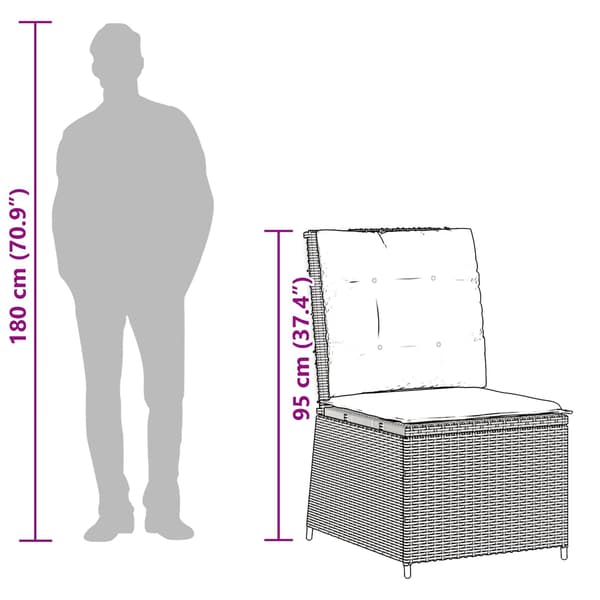 vidaXL Havemøbelsofa med pude Grå polyrattan