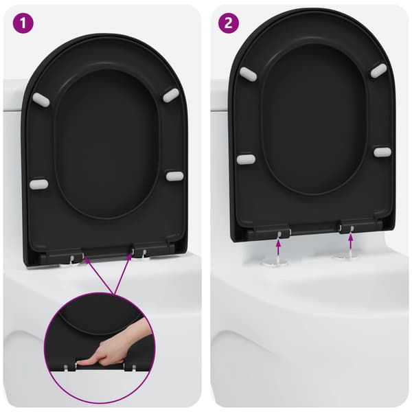 vidaXL WC-istuin Musta 49 x 36 x 4 cm Duroplast