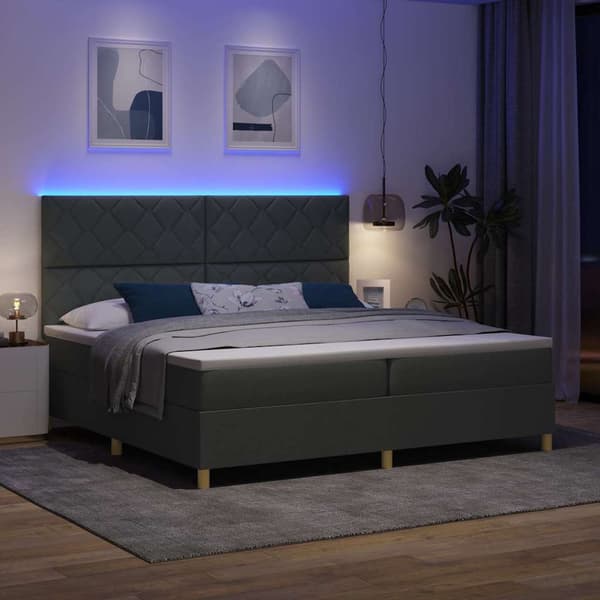 vidaXL Box spring seng med madras Mørkegrå 200 x 200 cm Stof