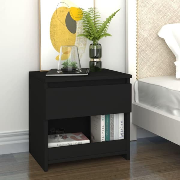 vidaXL sengebord 40x30x39 cm spånplade sort