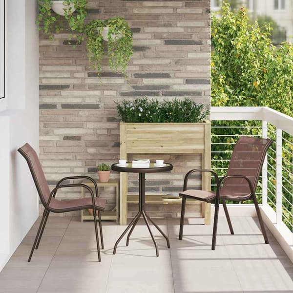 vidaXL Puutarhan Bistro Set 3 pcs Ruskea Teräs