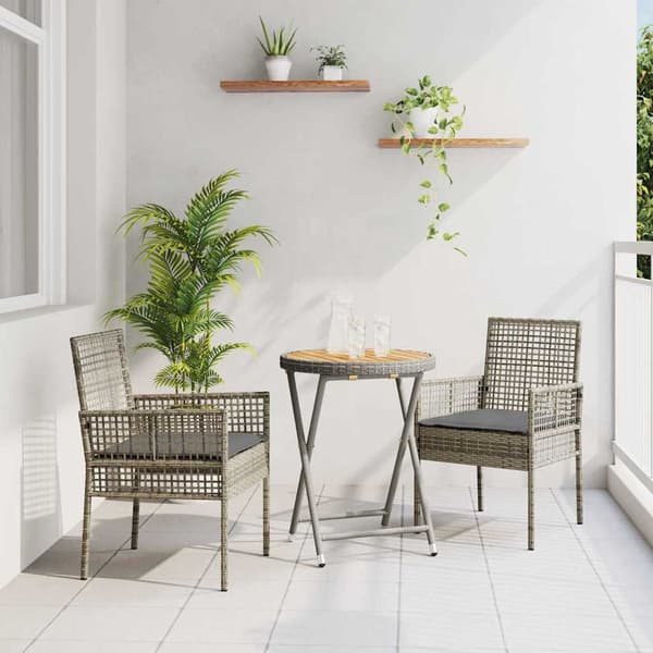 vidaXL Have Bistro Sæt 3 pcs Grå polyrattan