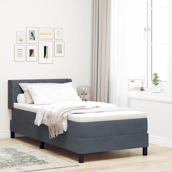vidaXL Box spring seng med madras Mørkegrå 190 x 90 cm Polyester