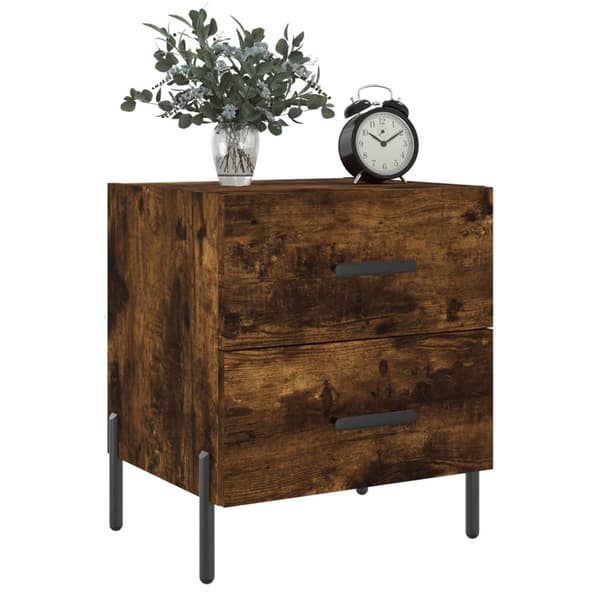 vidaXL sengebord 40x35x47,5 cm konstrueret træ røget egetræ