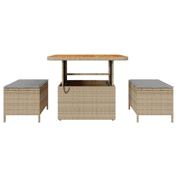 vidaXL Have Spisebordssæt Beige polyrattan