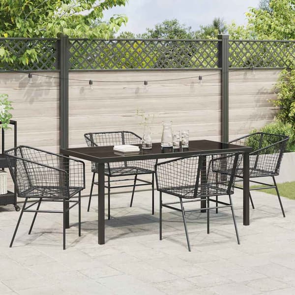 vidaXL Have Spisebordssæt 5 pcs Sort polyrattan