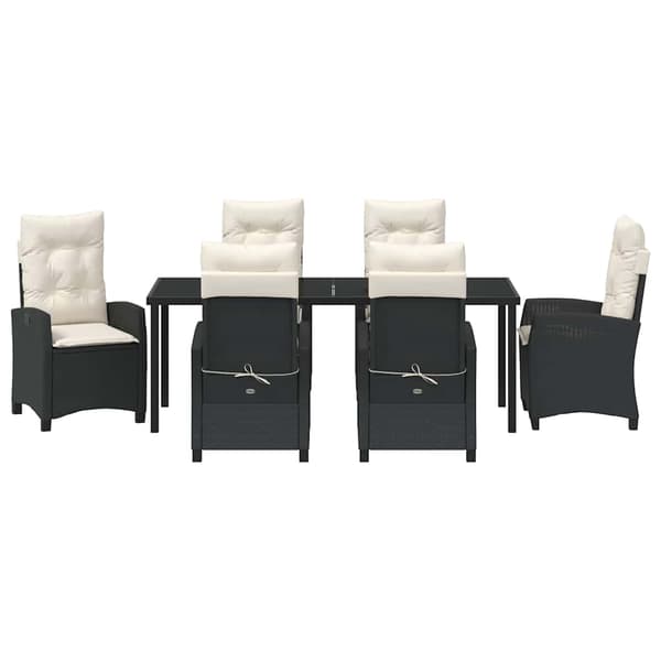 vidaXL Have Spisebordssæt 7 pcs Sort polyrattan