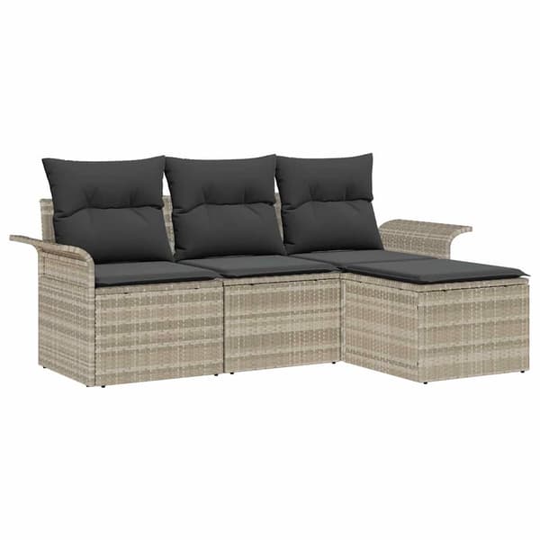 vidaXL Sofa Sæt med pude 4 pcs Grå polyrattan