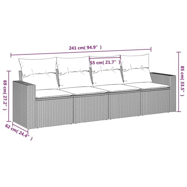 vidaXL sofasæt til haven 4 dele med hynder polyrattan beige
