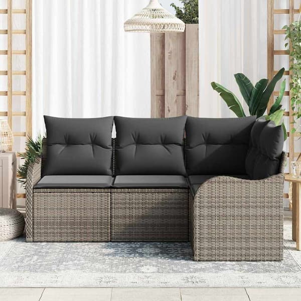 vidaXL Havesofa Sæt 4 pcs Grå polyrattan