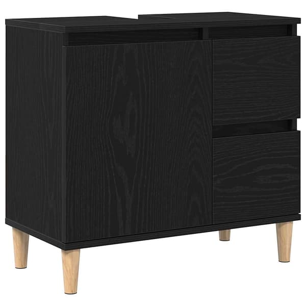 vidaXL Badeværelsesmøbel sæt med skuffe 3 pcs Sort 30 x 30 x 180 cm