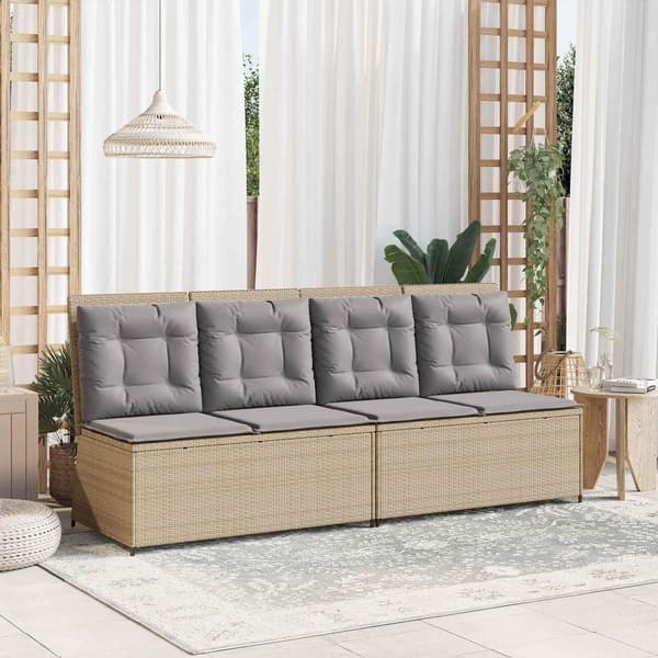 vidaXL Havebænk Beige polyrattan