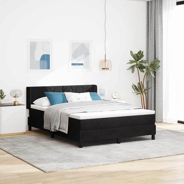 vidaXL Box spring seng med madras Sort 190 x 140 cm Polyester