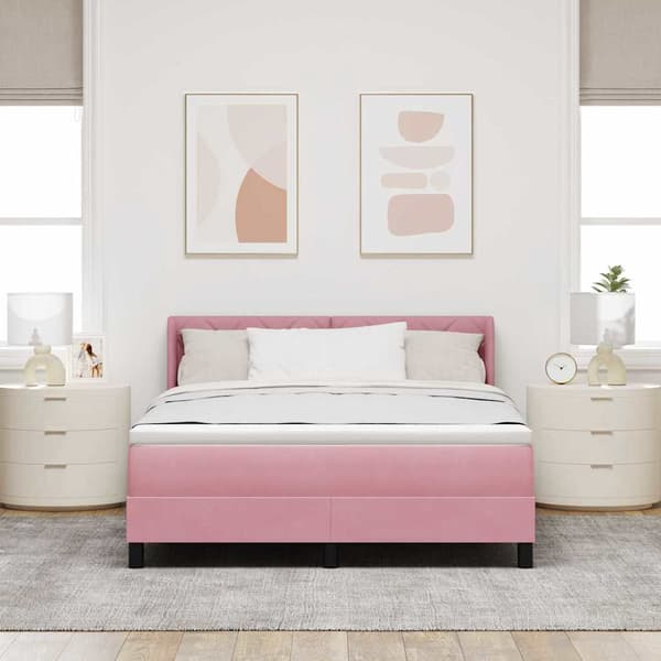 vidaXL Box spring seng med madras Lyserød 200 x 160 cm Polyester
