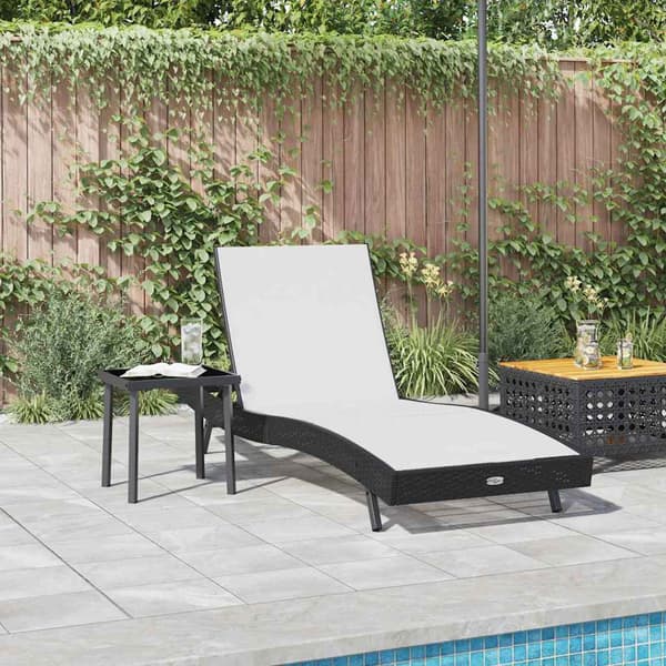 vidaXL Solstol 2 pcs Sort og Hvid polyrattan