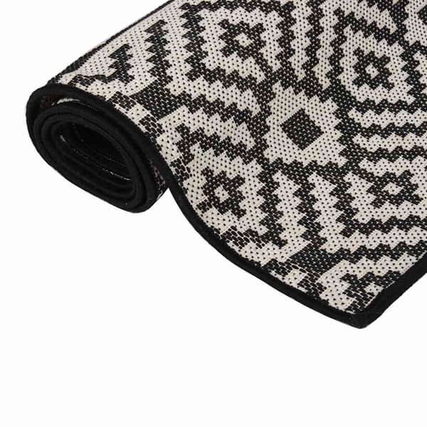 vidaXL Ulkomatto Flatweave 140x200 cm mustat raidat