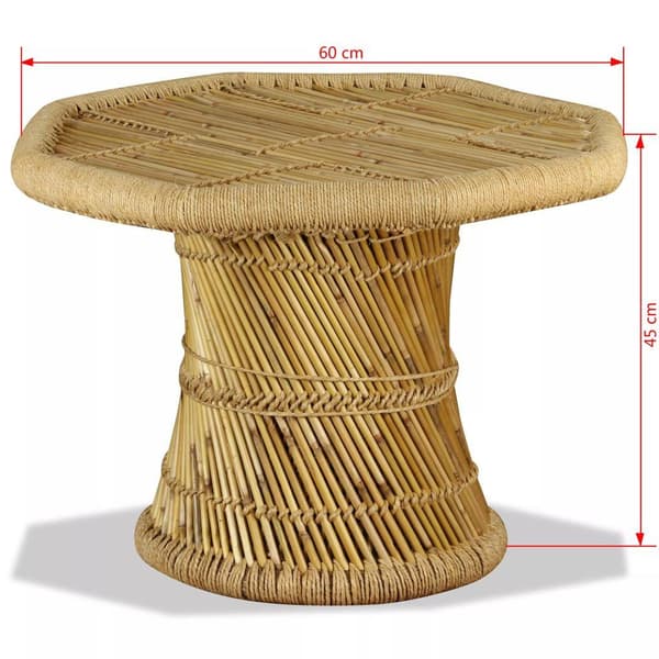 vidaXL Sohvapöytä bambu kahdeksankulmio 60x60x45 cm