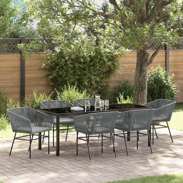 vidaXL Have Spisebordssæt 7 pcs Grå Poly rattan