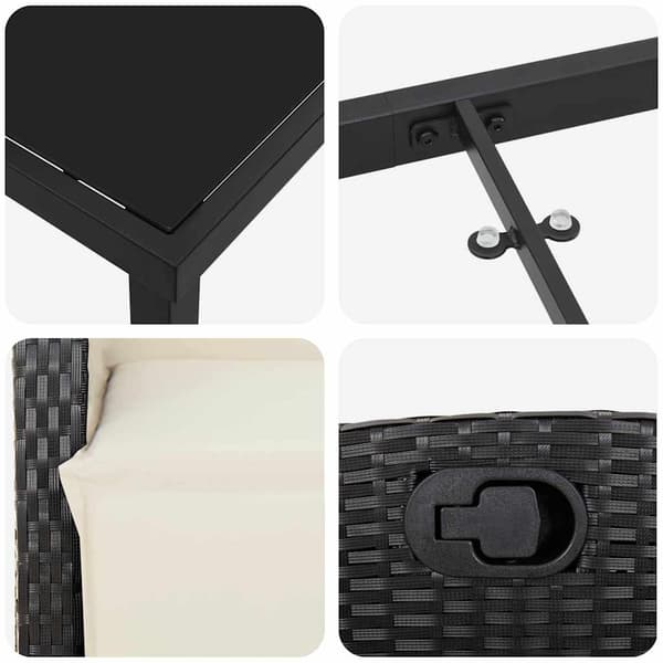vidaXL Have Spisebordssæt 7 pcs Sort polyrattan