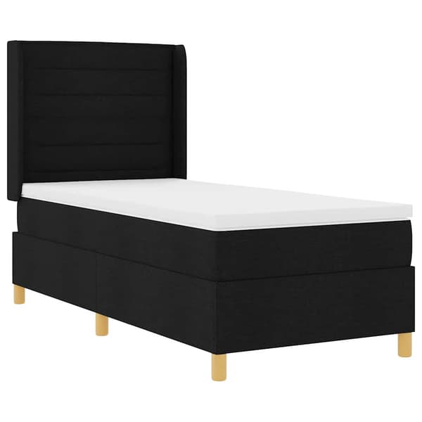 vidaXL Boxmadras med madras sort 90x200 cm stof